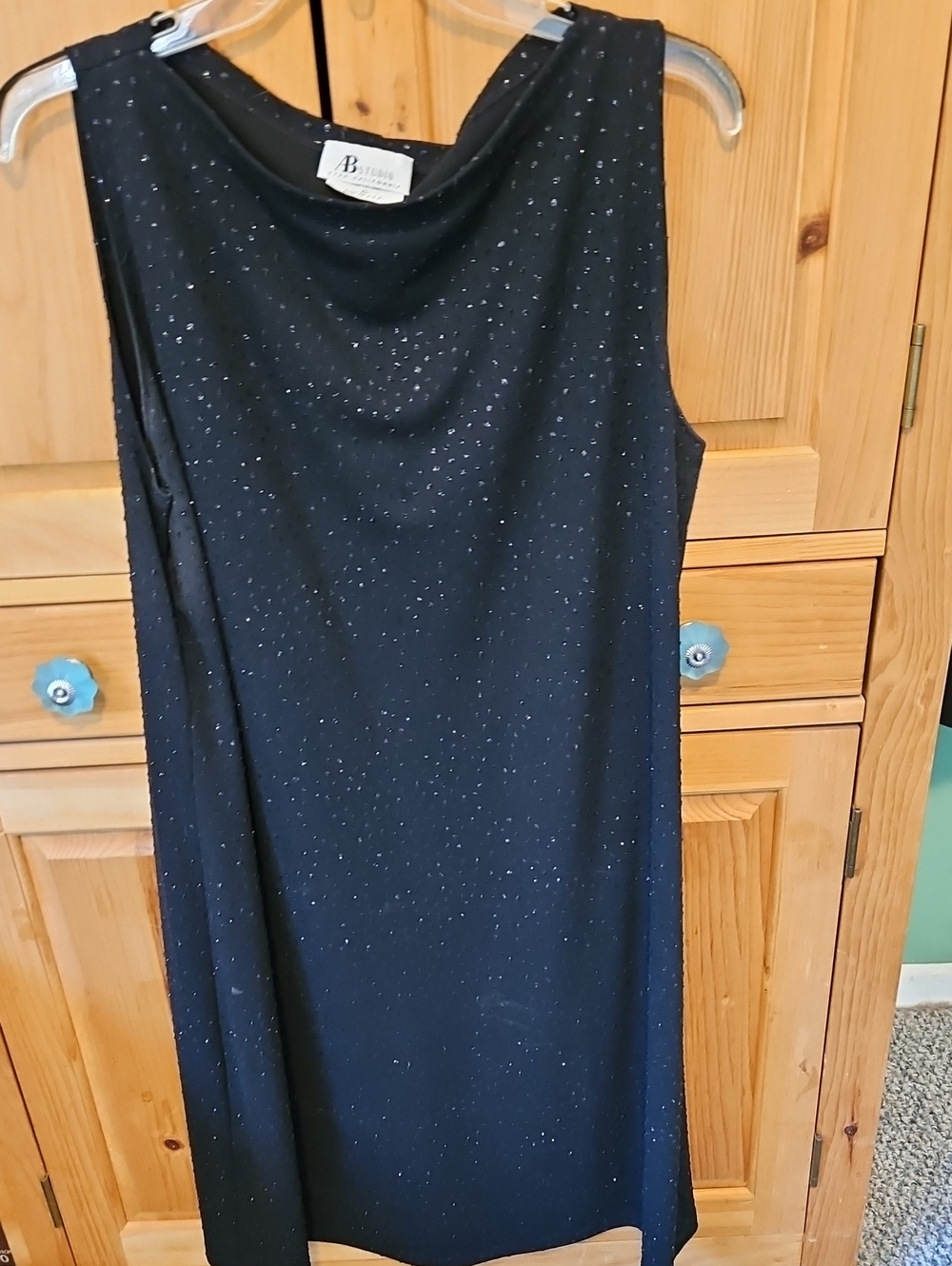 AB Studio Black Sleeveless Evening Dress with Subtle Sparkle